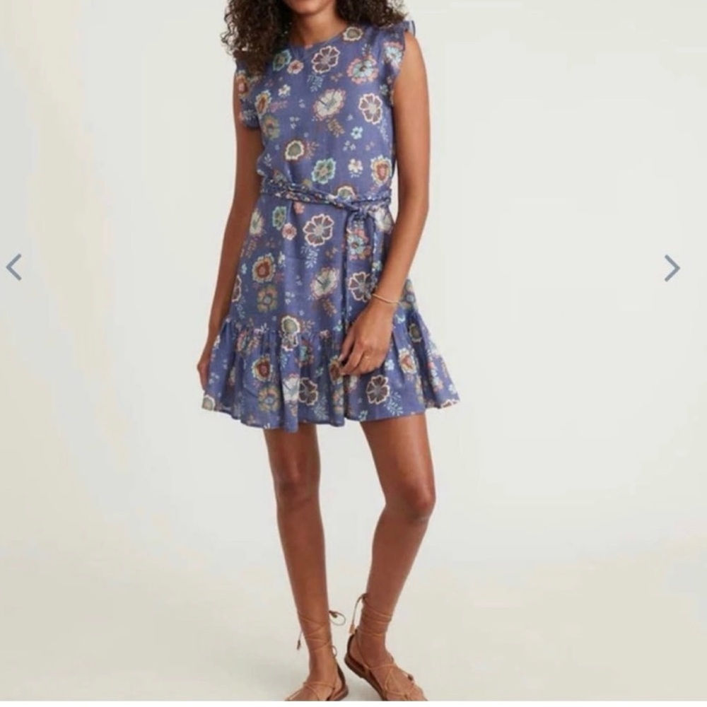 Marine Layer Laney Linen Blend Mini Dress Marlin Hibiscus Floral NWT XL